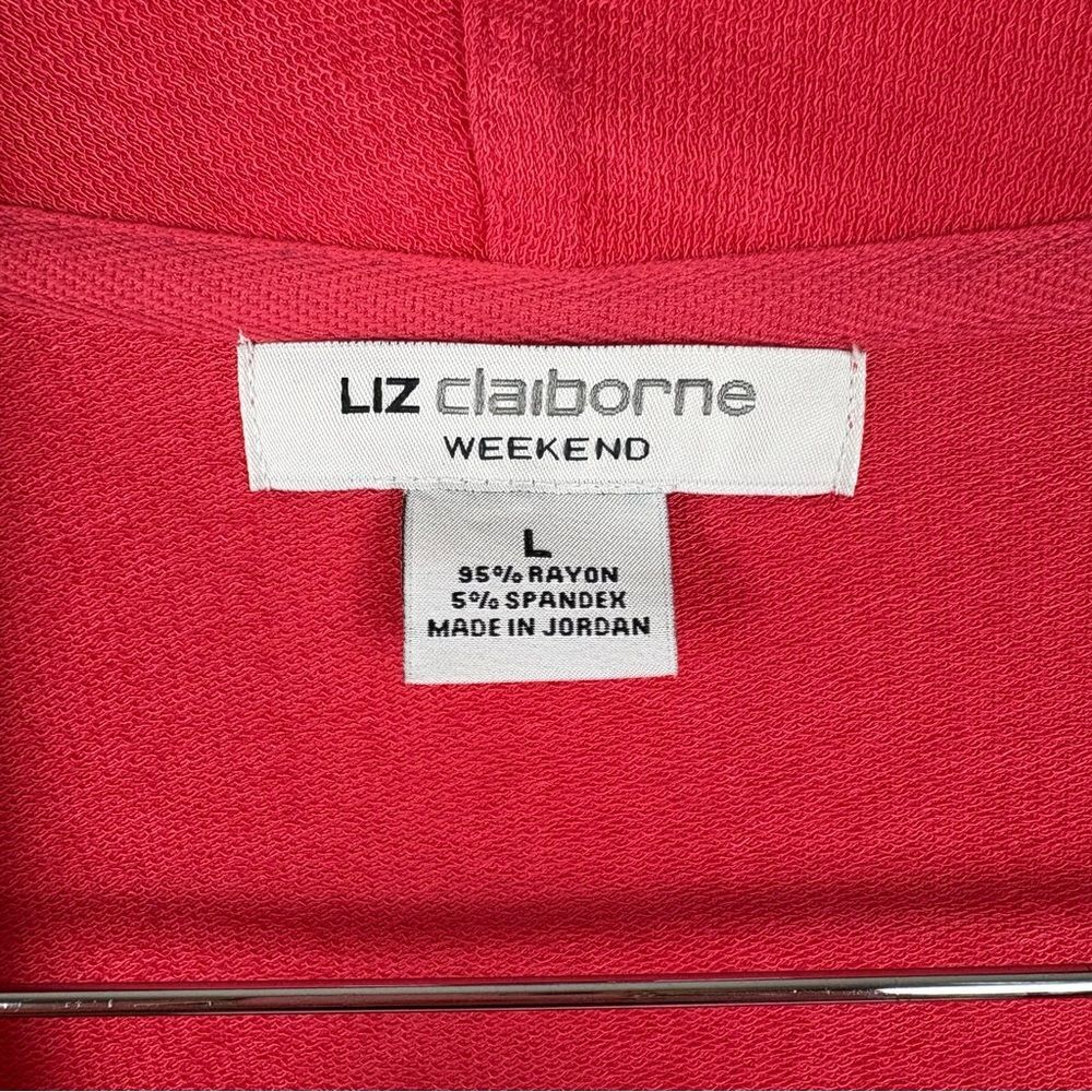 NWT Liz Claiborne Weekend Tropical Sunset Paradise Pink Open Front Cardigan Vest - Picture 3 of 5